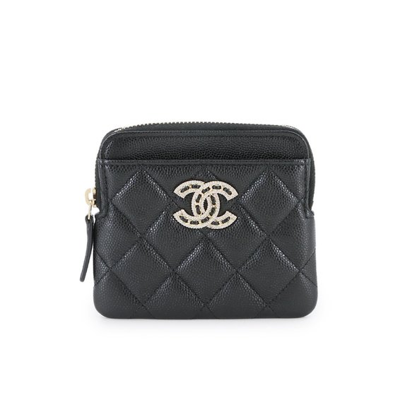 CHANEL Black Caviar Leather Logo Wallet - Picture 1 of 7